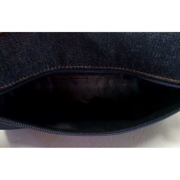 VTG LEI Denim Handbag Y2K Retro Tote Messenger Bag Flap Fold Over w/ ID Card! - Picture 14 of 15